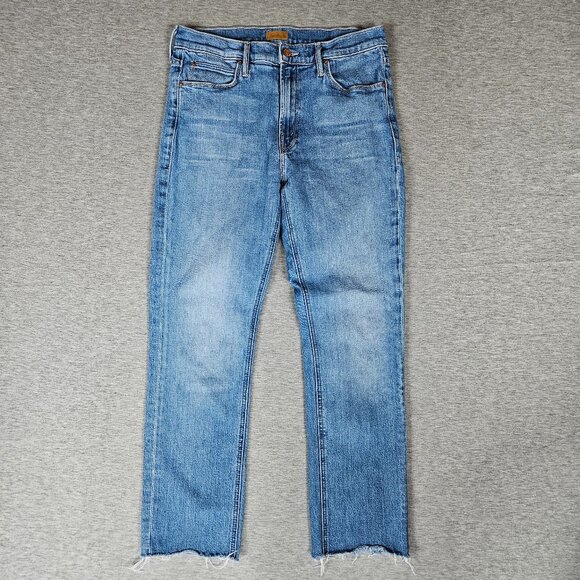 Mother Jeans Mid Rise Dazzler Ankle Fray Womens 30x27 Blue New Sheriff in Town - Picture 1 of 12